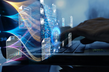 Ai Futuristic Document management concept, check electronic documents on digital documents on virtual screen Document Management System and process automation to efficiently document paperless operate