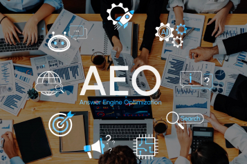 Collaborative Meeting Focused on Answer Engine Optimization Strategies with Charts, Laptops, and Innovative Technology for Digital Marketing. Entropy.