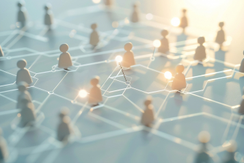 Organization chart with hierarchy structure of teams and employees in company Business process and workflow automation with flowchart Business and technology concept : Generative AI